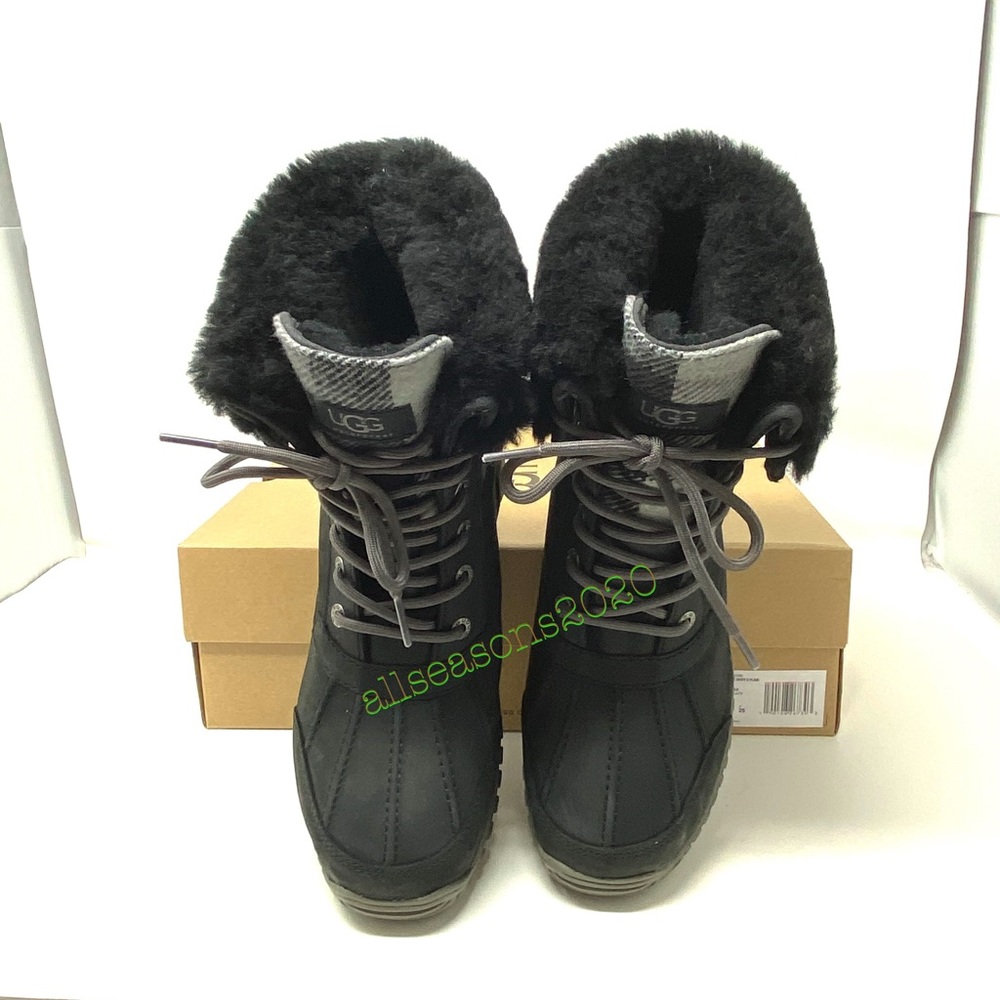 UGG Women’s Boots Adirondack 2 Plaid Black Le Fur - Picture 8 of 12
